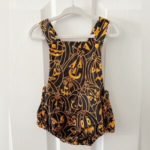 Pumpkin Halloween Jake O Lantern boutique bubble romper 9-12 months summer wren